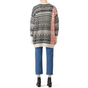 NWOT (nude) Fair Isle Alpaca Wool Blend Fisherman Core Shoulder Zip Knit Sweater